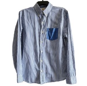 Hollister Men's Blue Striped Dress Shirt Size S